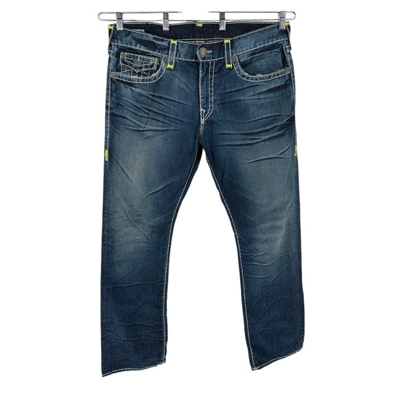 True Religion Men’s Ricky Relaxed Fit Straight Leg Denim Jeans in Day Shadows 38 - Picture 1 of 14